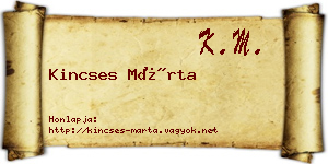 Kincses Márta névjegykártya