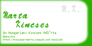 marta kincses business card